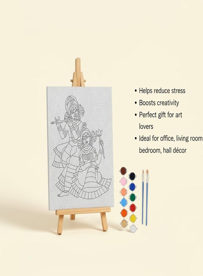 HOBBY INDIA مجموعة لوحة الرسم على قماش من هوبي إنديا للأطفال والكبار | هدية فنية وحرفية يدوية للأولاد والبنات | تصميمات فنية هندية يدوية جاهزة | ديكور للمنزل، غرفة النوم، غرفة المعيشة والمكتب (12 × 9 بوصة) (R & K) - Image 3